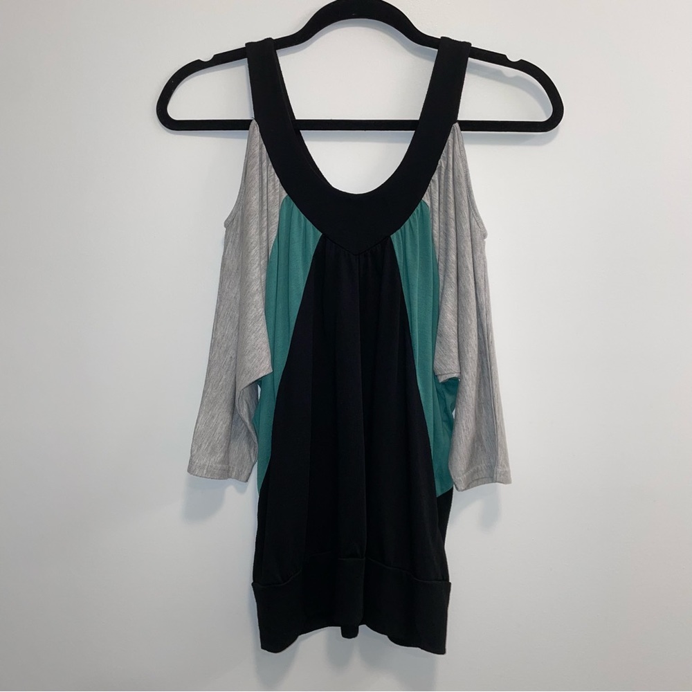 American Rag Open Shoulder Color Block Top Size S